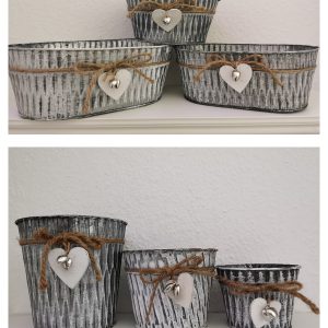 shabby chic Übertopf aus Metall