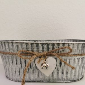 shabby chic Übertopf aus Metall Oval groß