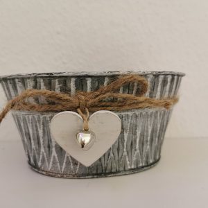 shabby chic Übertopf aus Metall Oval klein