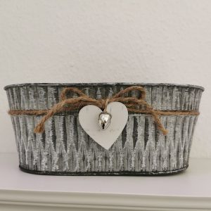 shabby chic Übertopf aus Metall Oval mittel