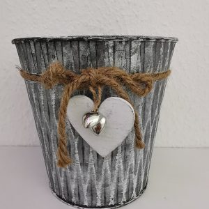 shabby chic Übertopf aus Metall Rund groß