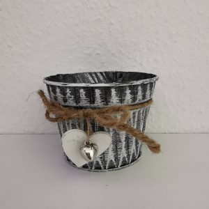 shabby chic Übertopf aus Metall Rund klein