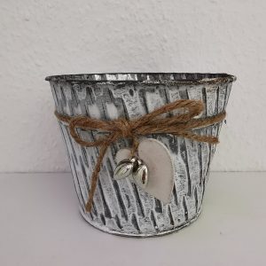 shabby chic Übertopf aus Metall Rund mittel
