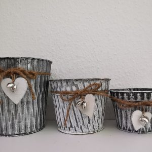shabby chic Übertopf aus Metall Rund 3er Set